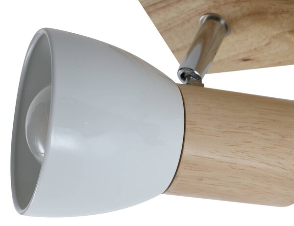 Lampa sufitowa Lindby Thorin, 47 cm, 3-punktowa, biały, drewno, E14 Thorin Lindby, możliwość ściemniania, jasne drewno, salon / jadalnia, drewno, skandynawski