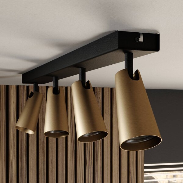 Lampa sufitowa Lucande Angelina, 4-punktowa, mosiądz/złoto Angelina Lucande, możliwość ściemniania, czarny, sypialnia, metal, skandynawski