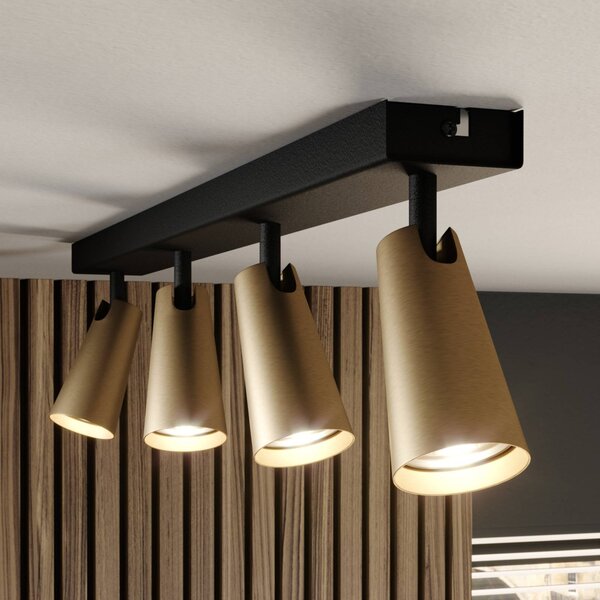 Lampa sufitowa Lucande Angelina, 4-punktowa, mosiądz/złoto Angelina Lucande, możliwość ściemniania, czarny, sypialnia, metal, skandynawski