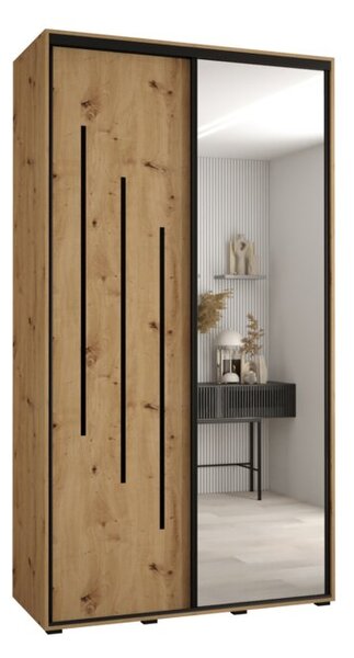 Szafa przesuwna wysoka Davos 9 140, gł. 60 cm artisan + artisan + czarny