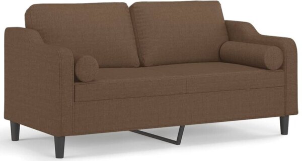 Sofa 2-osobowa z poduszkami, brÄ zowa, 140 cm, tkanina