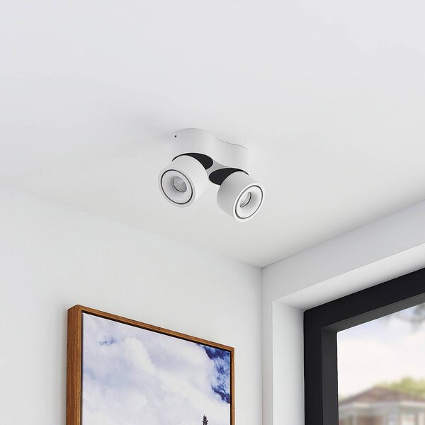 Arcchio Reflektor sufitowy LED Rotari, biały, 2-punktowa, 1362 lm Rotari Arcchio, możliwość ściemniania, biały / opal, przedpokój, aluminium, nowoczesny