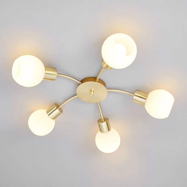 Lampa sufitowa ELAINA Lindby, możliwość ściemniania, mosiężny / złoty, salon / jadalnia, metal, nowoczesny