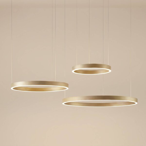 Lampa wisząca Aureon Quitani, możliwość ściemniania, mosiężny / złoty, salon / jadalnia, aluminium, nowoczesny