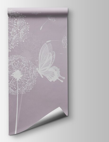 Fototapeta Białe mlecze i motyle, Fototapety Natura, Popularne Fototapety, u99597v2 - Tapeko.pl
