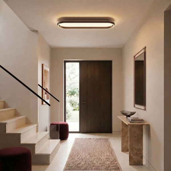 Lampa sufitowa Rylan Lucande, możliwość ściemniania, brązowy / rdzawy, salon / jadalnia, metal, nowoczesny