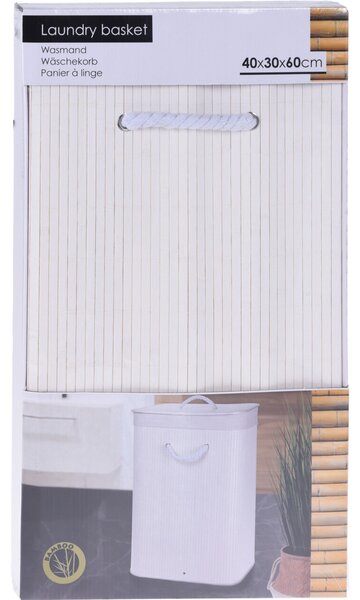 Bambusowy kosz na pranie z pokrywą NATURAL, 60 l