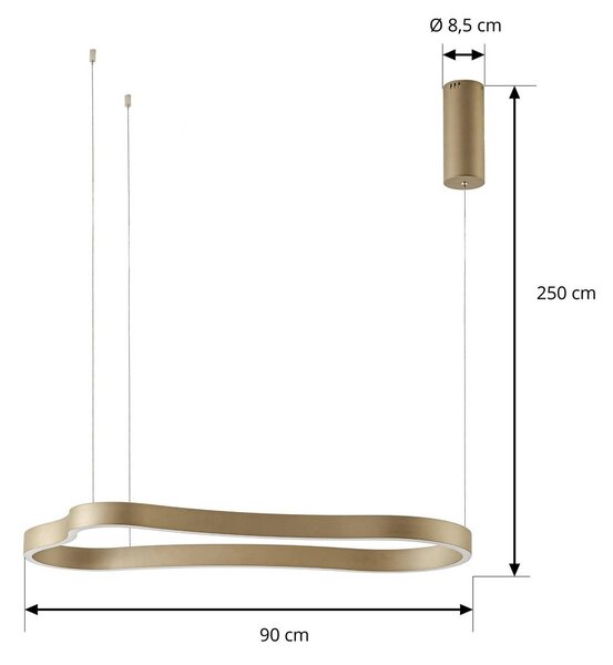 Lampa wisząca Vikali Lucande, możliwość ściemniania, mosiężny / złoty, salon / jadalnia, metal, nowoczesny