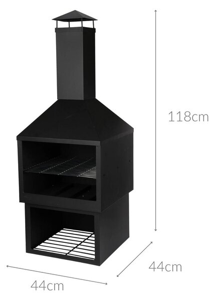 Grill z wysokim kominem, 118 cm