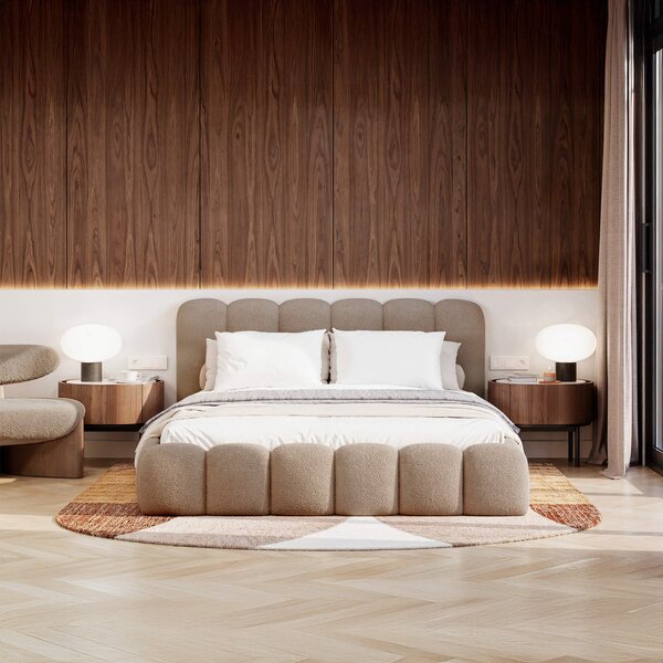 MebleMWM Łóżko tapicerowane z pojemnikiem SFG0200P | 140x200 | Boucle | Beż #4