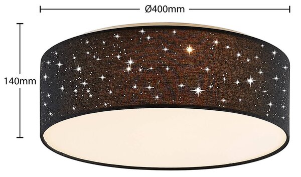 Lampa sufitowa LED Ellamina Lindby, czarny, salon / jadalnia, tkanina / materiał / jedwab, nowoczesny
