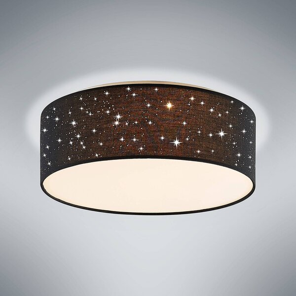 Lampa sufitowa LED Ellamina Lindby, czarny, salon / jadalnia, tkanina / materiał / jedwab, nowoczesny