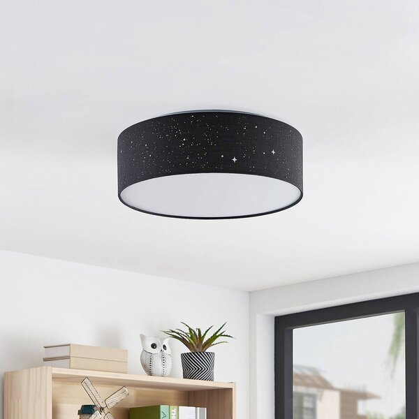 Lampa sufitowa LED Ellamina Lindby, czarny, salon / jadalnia, tkanina / materiał / jedwab, nowoczesny
