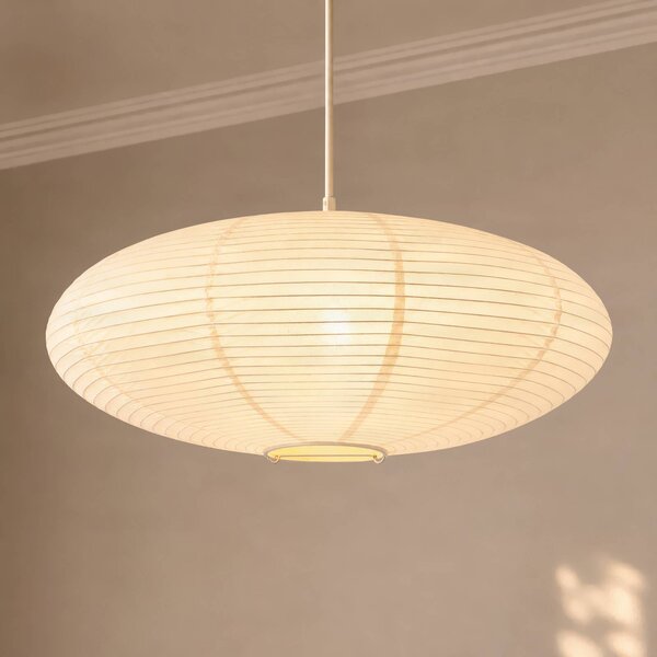 Lampa wisząca Gerald Lindby, możliwość ściemniania, kremowy / amber, salon / jadalnia, papier / lunolit / lunopal, skandynawski