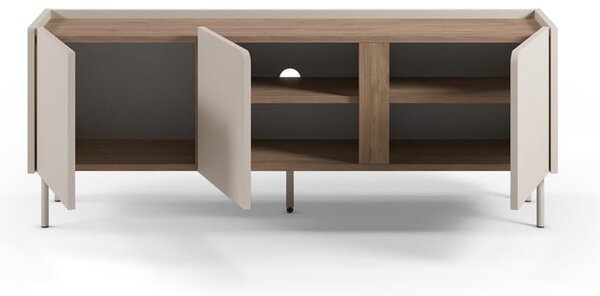 Kremowo-naturalna szafka pod TV w dekorze dębu 140x53x35 cm Lucile – Marckeric