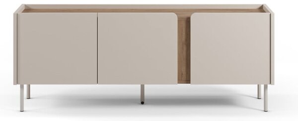 Kremowo-naturalna szafka pod TV w dekorze dębu 140x53x35 cm Lucile – Marckeric