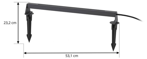 Lampa zewnętrzna LED Lindby Zavio, długość 50 cm, kolor antracytowy, stopień Zavio, czarny, aluminium, nowoczesny