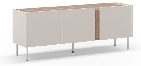 Kremowo-naturalna szafka pod TV w dekorze dębu 140x53x35 cm Lucile – Marckeric