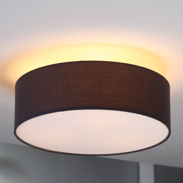 Lampa sufitowa Lindby Sebatin, Ø 40 cm, szary, tkanina, E27