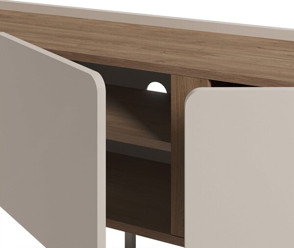 Kremowo-naturalna szafka pod TV w dekorze dębu 140x53x35 cm Lucile – Marckeric