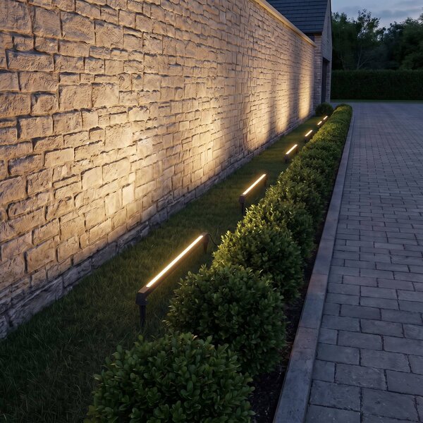 Lampa zewnętrzna LED Lindby Zavio, długość 50 cm, kolor antracytowy, stopień Zavio, czarny, aluminium, nowoczesny