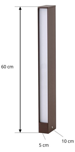 Słupek oświetleniowy LED Lucande Lirka, wysokość 60 cm, kolor rdzy, stopień Lirka, brązowy / rdzawy, aluminium, nowoczesny