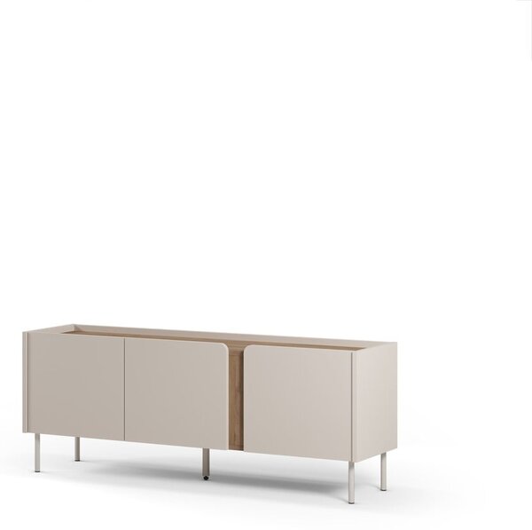 Kremowo-naturalna szafka pod TV w dekorze dębu 140x53x35 cm Lucile – Marckeric