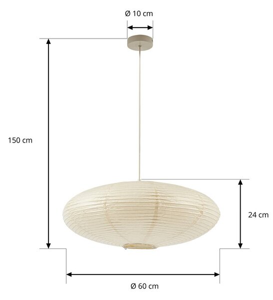 Lampa wisząca Gerald Lindby, możliwość ściemniania, kremowy / amber, salon / jadalnia, papier / lunolit / lunopal, skandynawski