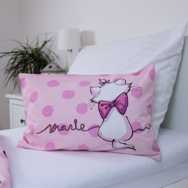 Różowa bawełniana pościel dziecięca do łóżeczka 100x135 cm Marie Cat "Merci" – Jerry Fabrics