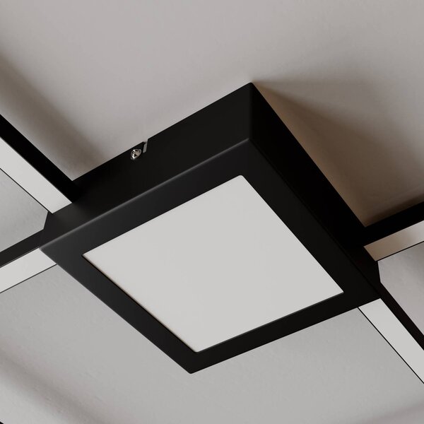 Lampa sufitowa LED Duetto Lindby, możliwość ściemniania, czarny, salon / jadalnia, aluminium, nowoczesny