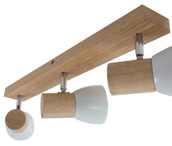 Lampa sufitowa Lindby Thorin, 47 cm, 3-punktowa, biały, drewno, E14 Thorin Lindby, możliwość ściemniania, jasne drewno, salon / jadalnia, drewno, skandynawski