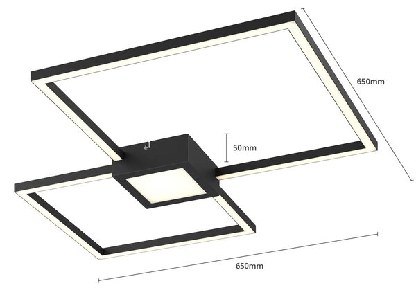 Lampa sufitowa LED Duetto Lindby, możliwość ściemniania, czarny, salon / jadalnia, aluminium, nowoczesny