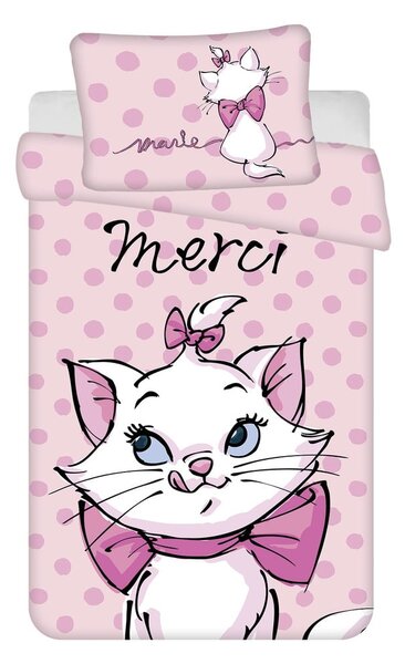 Różowa bawełniana pościel dziecięca do łóżeczka 100x135 cm Marie Cat "Merci" – Jerry Fabrics