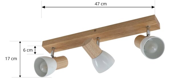 Lampa sufitowa Lindby Thorin, 47 cm, 3-punktowa, biały, drewno, E14 Thorin Lindby, możliwość ściemniania, jasne drewno, salon / jadalnia, drewno, skandynawski