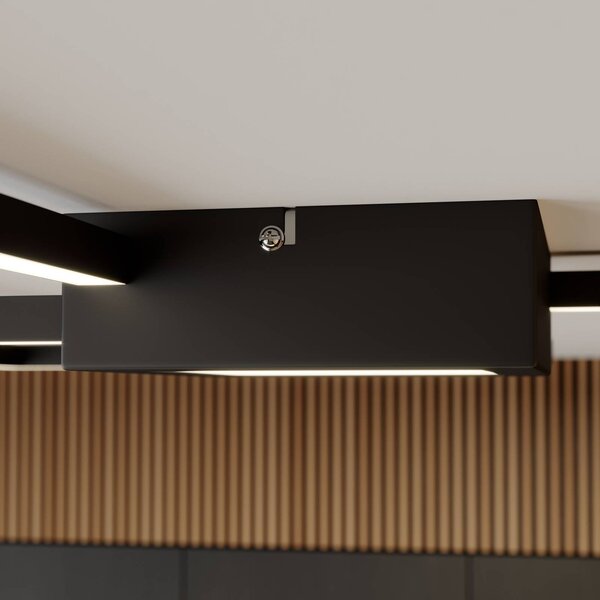 Lampa sufitowa LED Duetto Lindby, możliwość ściemniania, czarny, salon / jadalnia, aluminium, nowoczesny