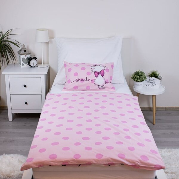 Różowa bawełniana pościel dziecięca do łóżeczka 100x135 cm Marie Cat "Merci" – Jerry Fabrics
