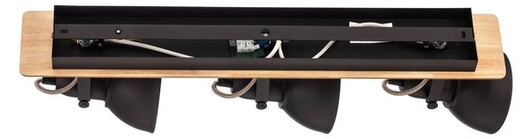 Lampa sufitowa Lindby Aylis, 3-punktowa, 60 cm, czarny, drewno, E14 Aylis Lindby, możliwość ściemniania, ciemne drewno, salon / jadalnia, metal, industrialny