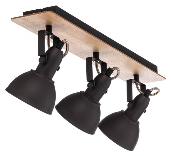 Lampa sufitowa Lindby Aylis, 3-punktowa, 60 cm, czarny, drewno, E14 Aylis Lindby, możliwość ściemniania, ciemne drewno, salon / jadalnia, metal, industrialny
