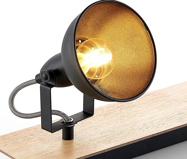 Lampa sufitowa Lindby Aylis, 2-punktowa, 40 cm, czarny, drewno, E14 Aylis Lindby, możliwość ściemniania, ciemne drewno, salon / jadalnia, metal, industrialny