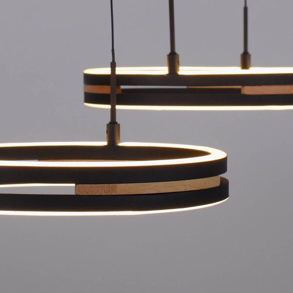 Paul Neuhaus Lampa wisząca Sveja, możliwość ściemniania, jasne drewno, salon / jadalnia, drewno, nowoczesny