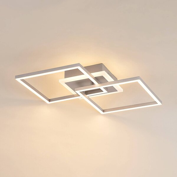 Lampa sufitowa LED Fjardo Lindby, możliwość ściemniania, aluminiowy / szary / cynkowy, salon / jadalnia, aluminium, nowoczesny
