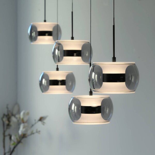 Paul Neuhaus Lampa wisząca Fumea, możliwość ściemniania, czarny, salon / jadalnia, szkło