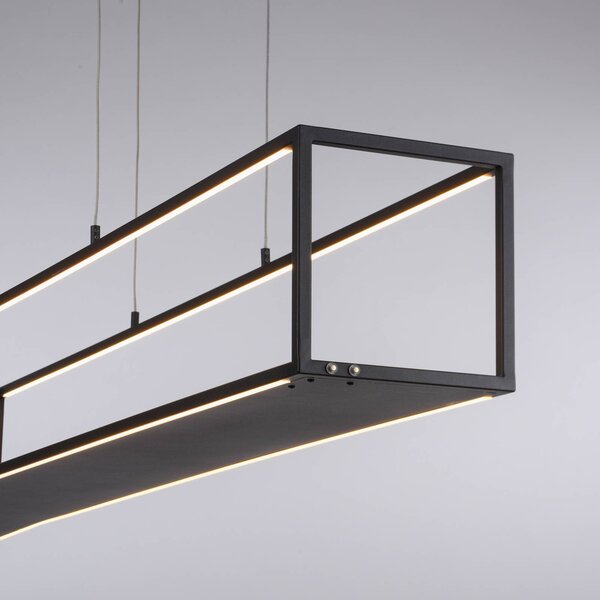 Paul Neuhaus Lampa wisząca Conni, możliwość ściemniania, czarny, salon / jadalnia, aluminium, nowoczesny