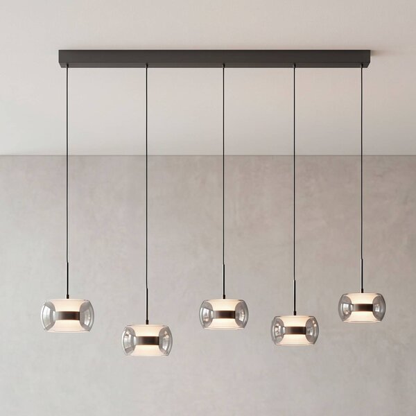 Paul Neuhaus Lampa wisząca Fumea, możliwość ściemniania, czarny, salon / jadalnia, szkło