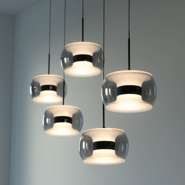 Paul Neuhaus Lampa wisząca Fumea, możliwość ściemniania, czarny, salon / jadalnia, szkło