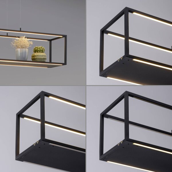 Paul Neuhaus Lampa wisząca Conni, możliwość ściemniania, czarny, salon / jadalnia, aluminium, nowoczesny