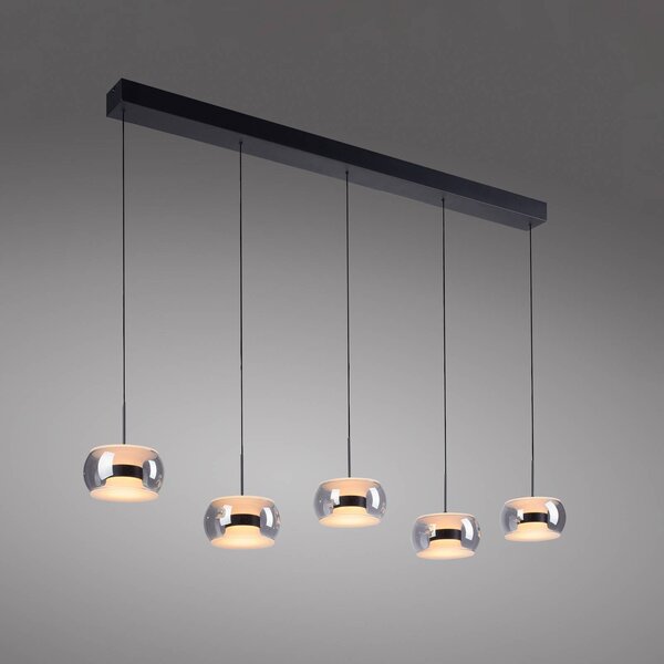 Paul Neuhaus Lampa wisząca Fumea, możliwość ściemniania, czarny, salon / jadalnia, szkło