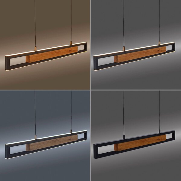 Paul Neuhaus Lampa wisząca Sveja, możliwość ściemniania, jasne drewno, salon / jadalnia, drewno, nowoczesny