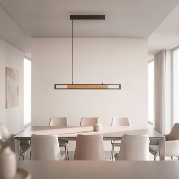 Paul Neuhaus Lampa wisząca Sveja, możliwość ściemniania, jasne drewno, salon / jadalnia, drewno, nowoczesny