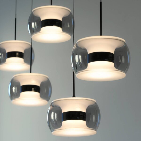 Paul Neuhaus Lampa wisząca Fumea, możliwość ściemniania, czarny, salon / jadalnia, szkło